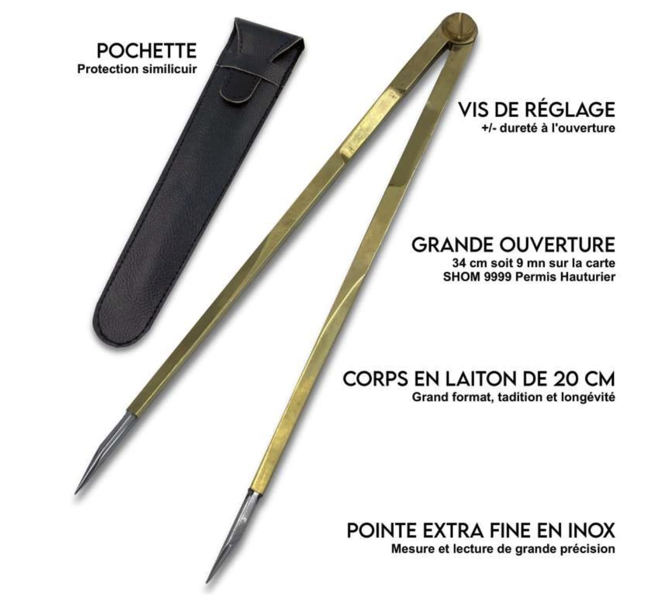 Pack permis Plaisance hauturier - Règle Cras + Compas Laiton + Carte SHOM 9999 - Kit Officiel pour Candidat au Permis Mer Hauturier