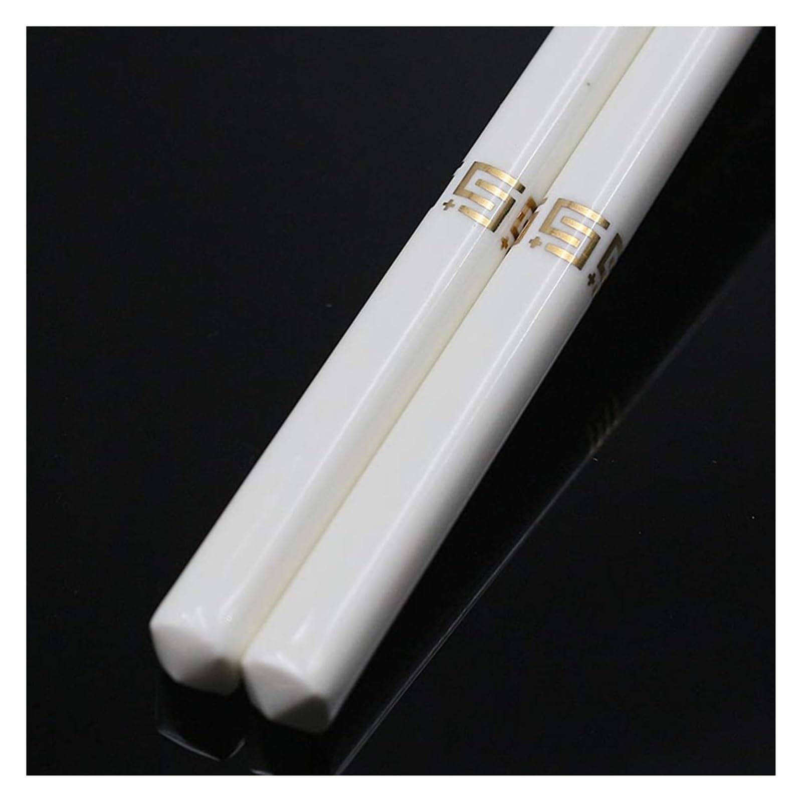 Jeu de baguettes, 5 paires de baguettes en porcelaine dorée et blanche, céramique 25cm/9,8 pouces, vaisselle chinoise for la maison le Restaurant A(B)