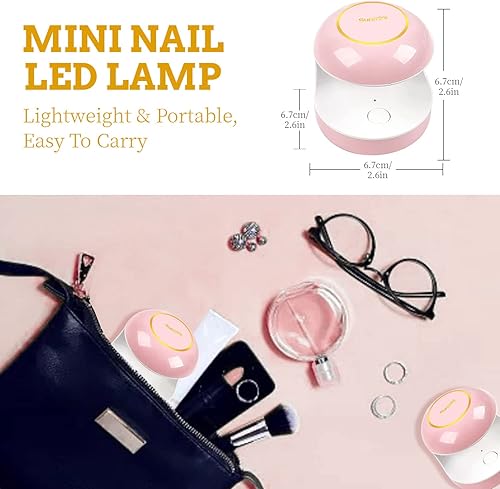 Miniatura 5 de DOUITH Mini lámpara de uñas LED UV para uñas de gel con 12 LED, lámpara de uñas de gel portátil LED UV con sello de uñas de silicona, lámpara de
