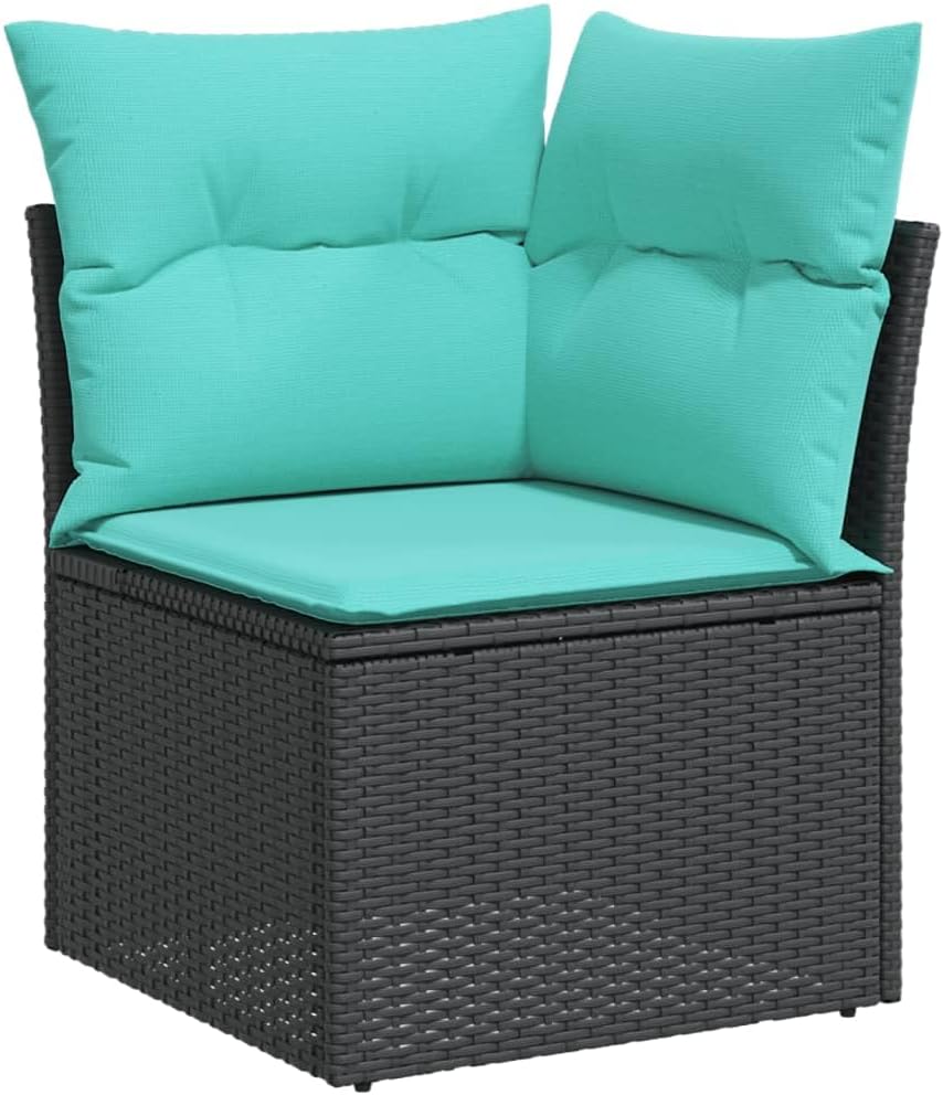 Patio Rocking Chairs,Patio loveseat,Apartment Patio Furniture,10 Piece Patio Sofa Set with Cushions Black Poly RattanSuitable for Patio, Garden, Gazebo Low