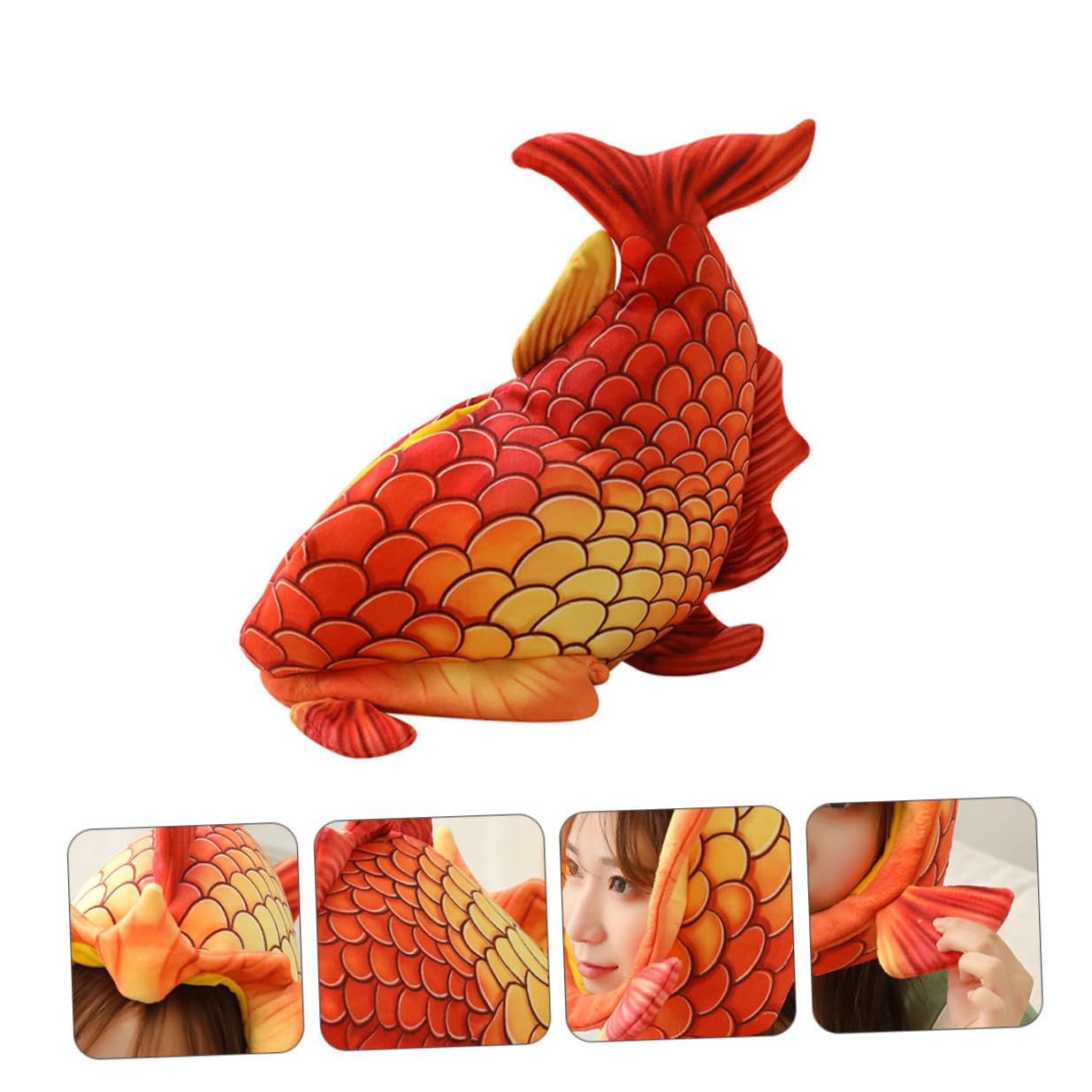 SOIMISS Sombrero de Disfraz para Rojo Diseño de Pez Cabeza, Tocado Creativo para Halloween y Fiestas, Accesorio Divertido para Juegos de Rol y Actuaciones