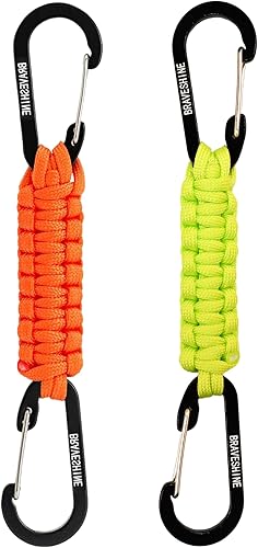 BRAVESHINE Llavero de paracaídas con clip para mosquetón, anillo en D, gancho para cochecito para botella de agua, llaves, mochilas, hombres, mujeres