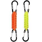 BRAVESHINE Carabiner Keychain Hook with Paracord Strap - 1 Orange 1 Green D Ring Key Clips Para Cord Lanyard Hanger Stroller Hooks for Water Bottle, Belt Loop Keys, Backpacks, Boys, Girls, Men, Women