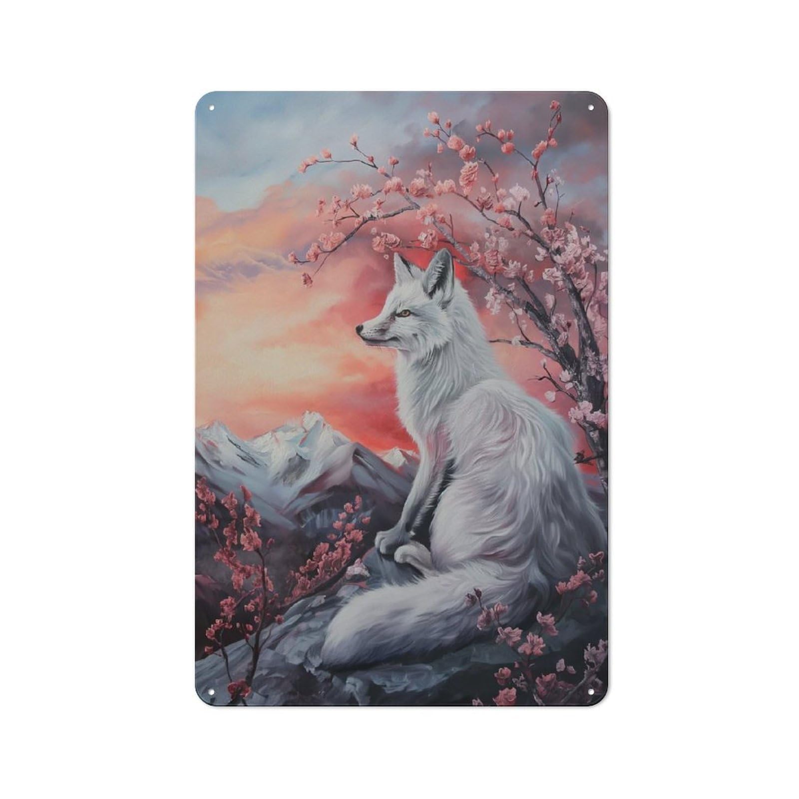 Junmoney Style-9 Fox Magical Fairy Tale Art Office Metal Sign 30X20cm, Understated Office Wall Decor For Workspace, Cafe, Shop Or Desk Area
