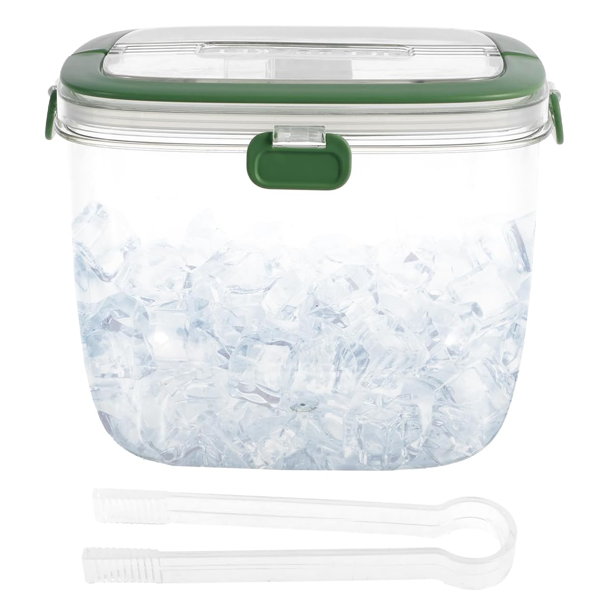 Amazon｜アイスペール 蓋付き プラスチック製 クリア 氷入れ トング