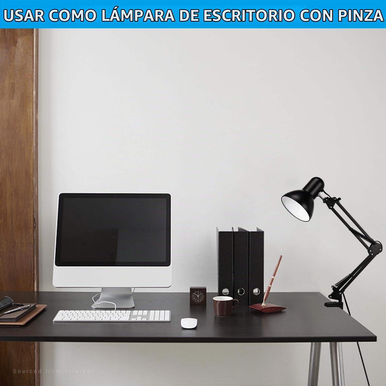 TORCHSTAR Lámpara de escritorio de metal con abrazadera, brazo oscilante, lámpara de mesa ajustable de cuello de cisne, luces de escritorio con clip para oficina en casa, trabajo, estudio, lectura,