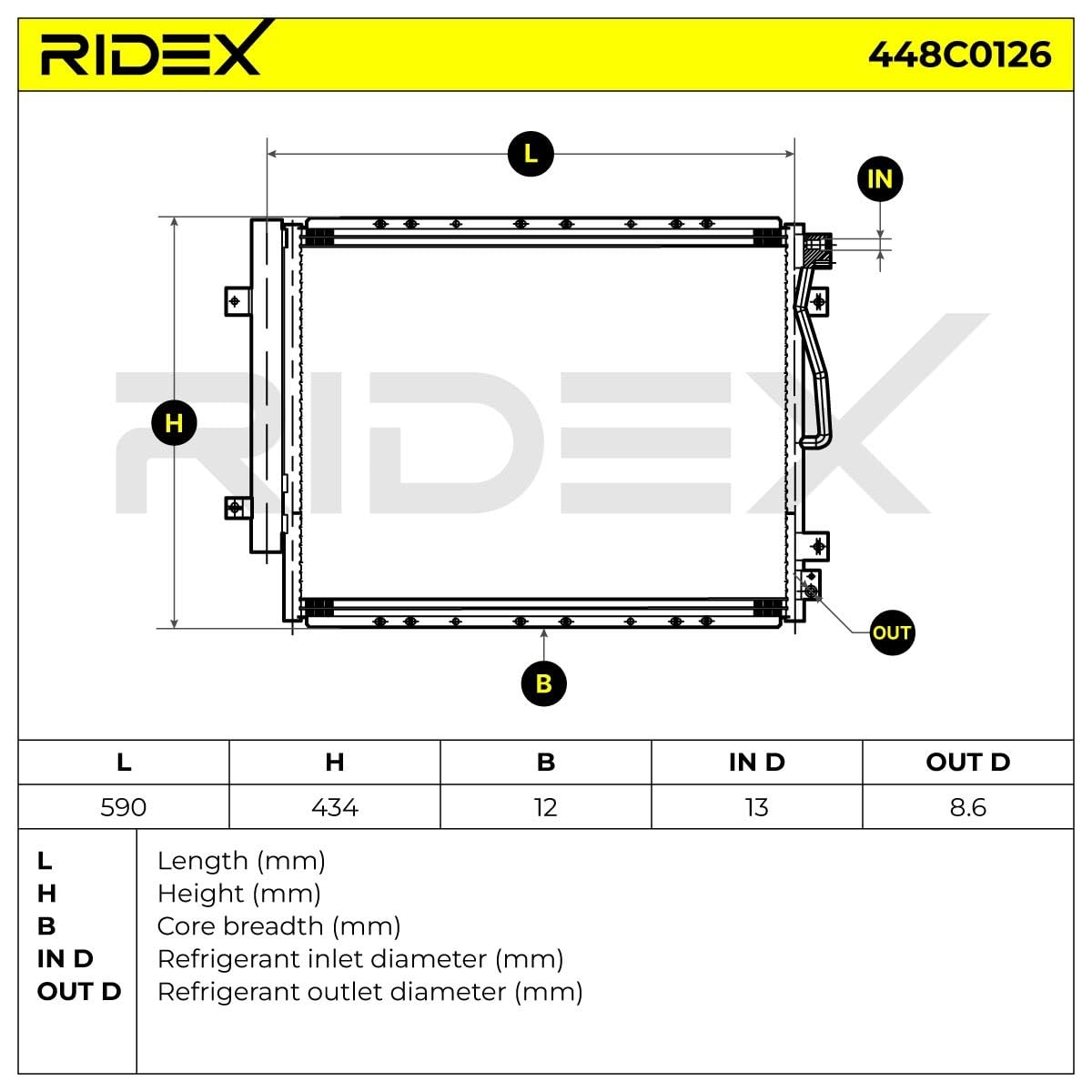 RIDEX 448C0126 Condensatore climatizzatore con essiccatore Compatibilità con OPEL Corsa D Hatchback S07