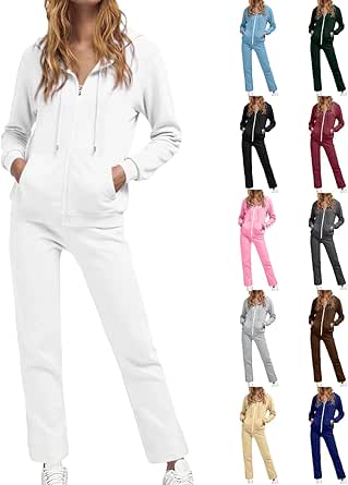 PINSV Women 2 Piece Outfits Workout Bodycon Tracksuit Long