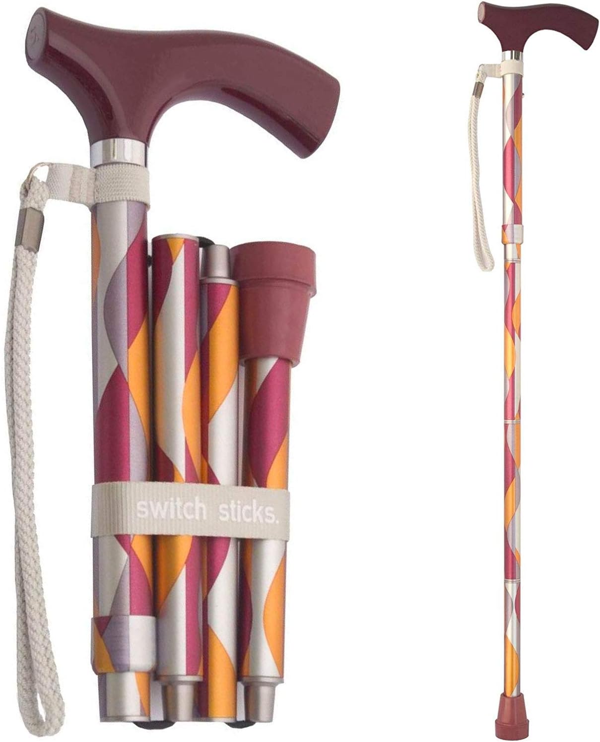 Switch Sticks Walking Cane for Men or Women, Foldable and Adjustable from 32-37 inches