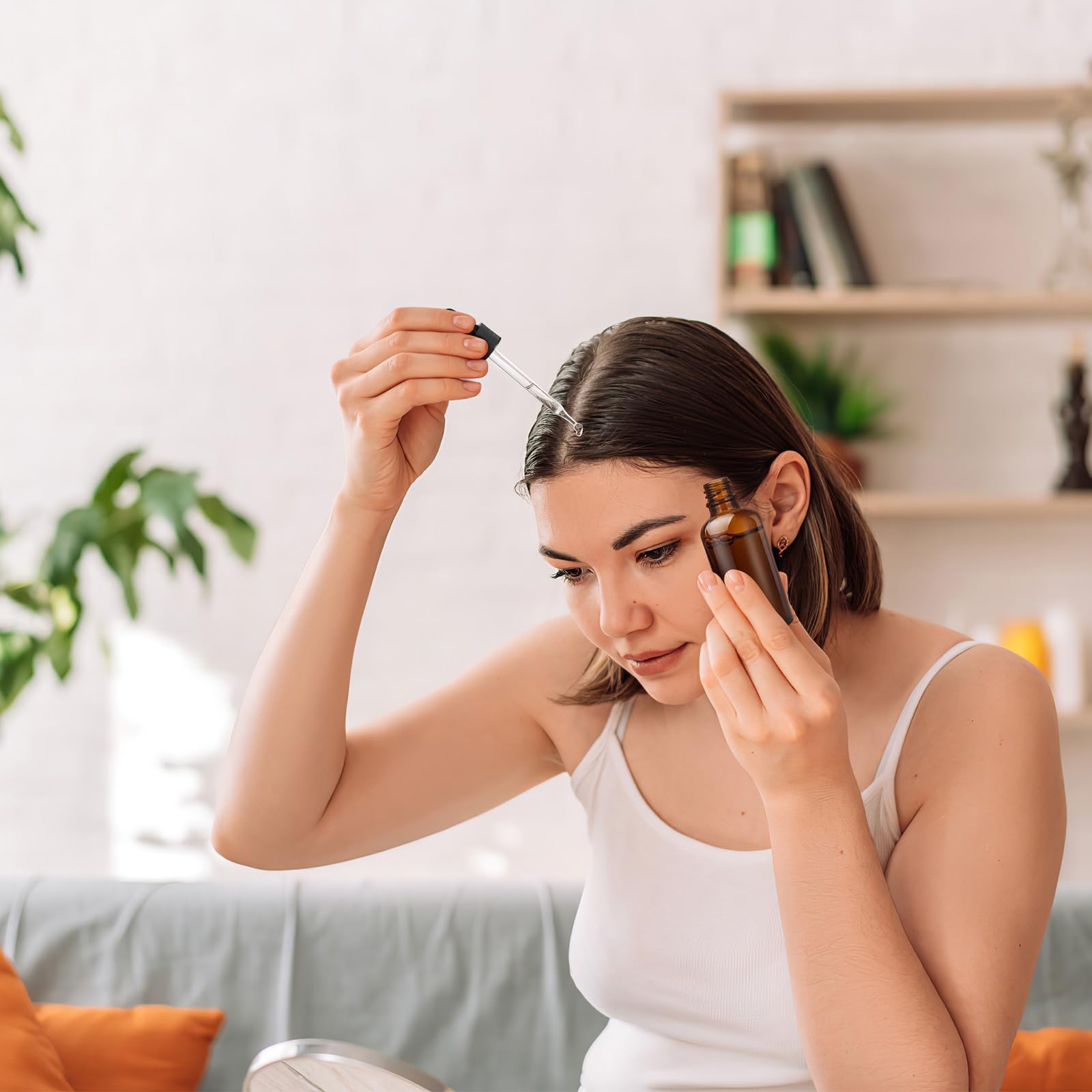 Lurrose 12 flaconi contagocce in vetro ambrato da 50 ml, vuoti, ricaricabili, per aromaterapia, cosmetici, vasetti con tappi neri, ideali per profumi, cosmetici e laboratori (marrone)