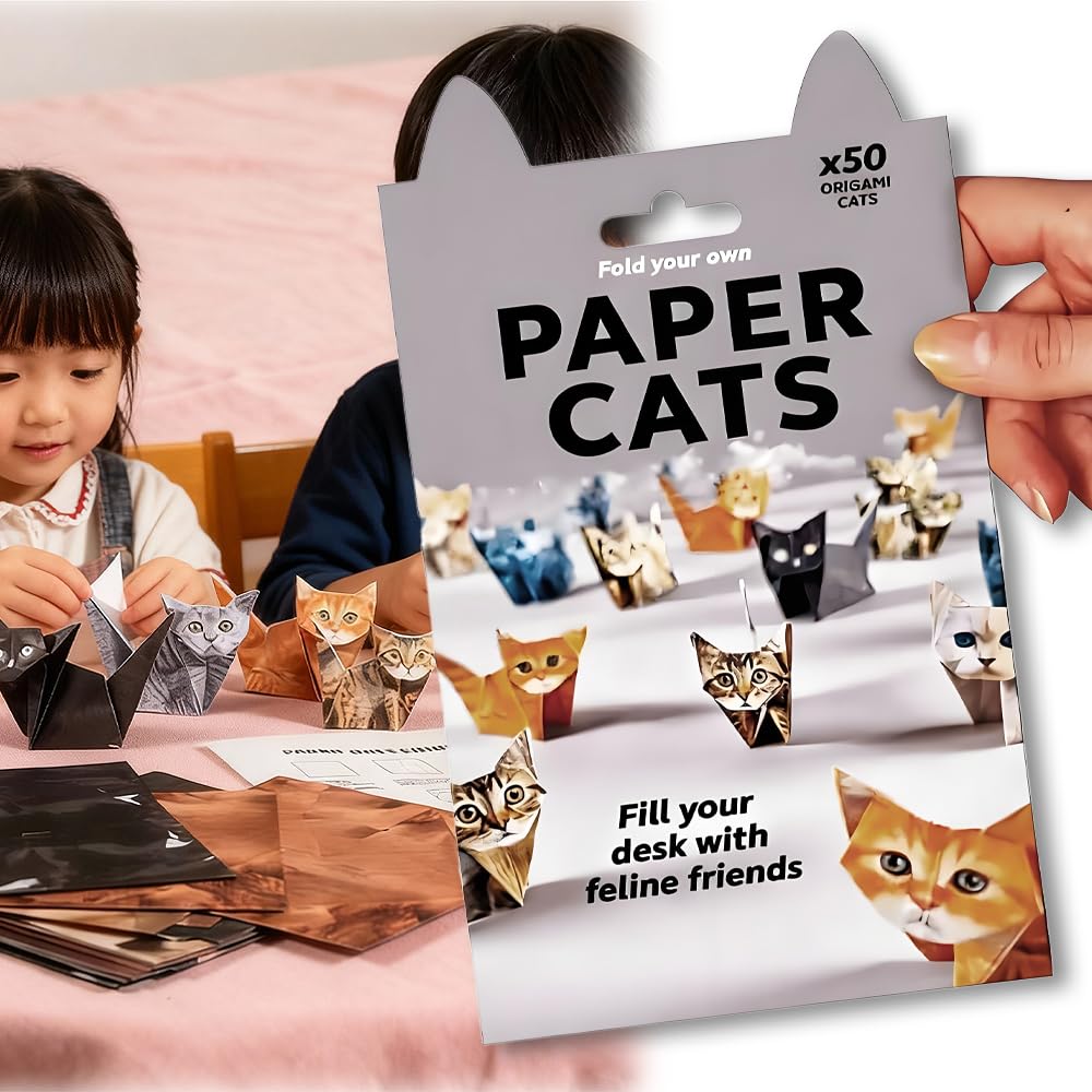 50-Piece Origami Cat Paper Craft Kit