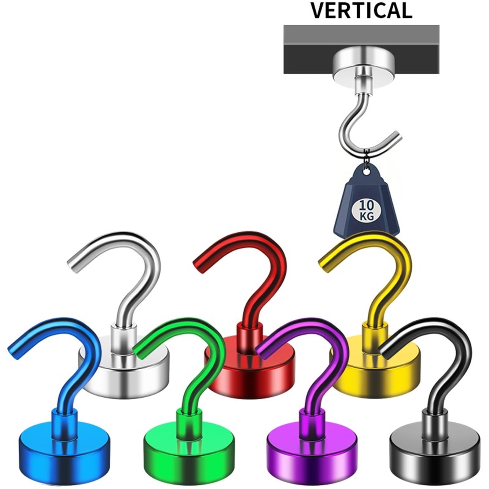 Ganchos magnéticos con Metal for pared de cocina y refrigerador, 6 uds