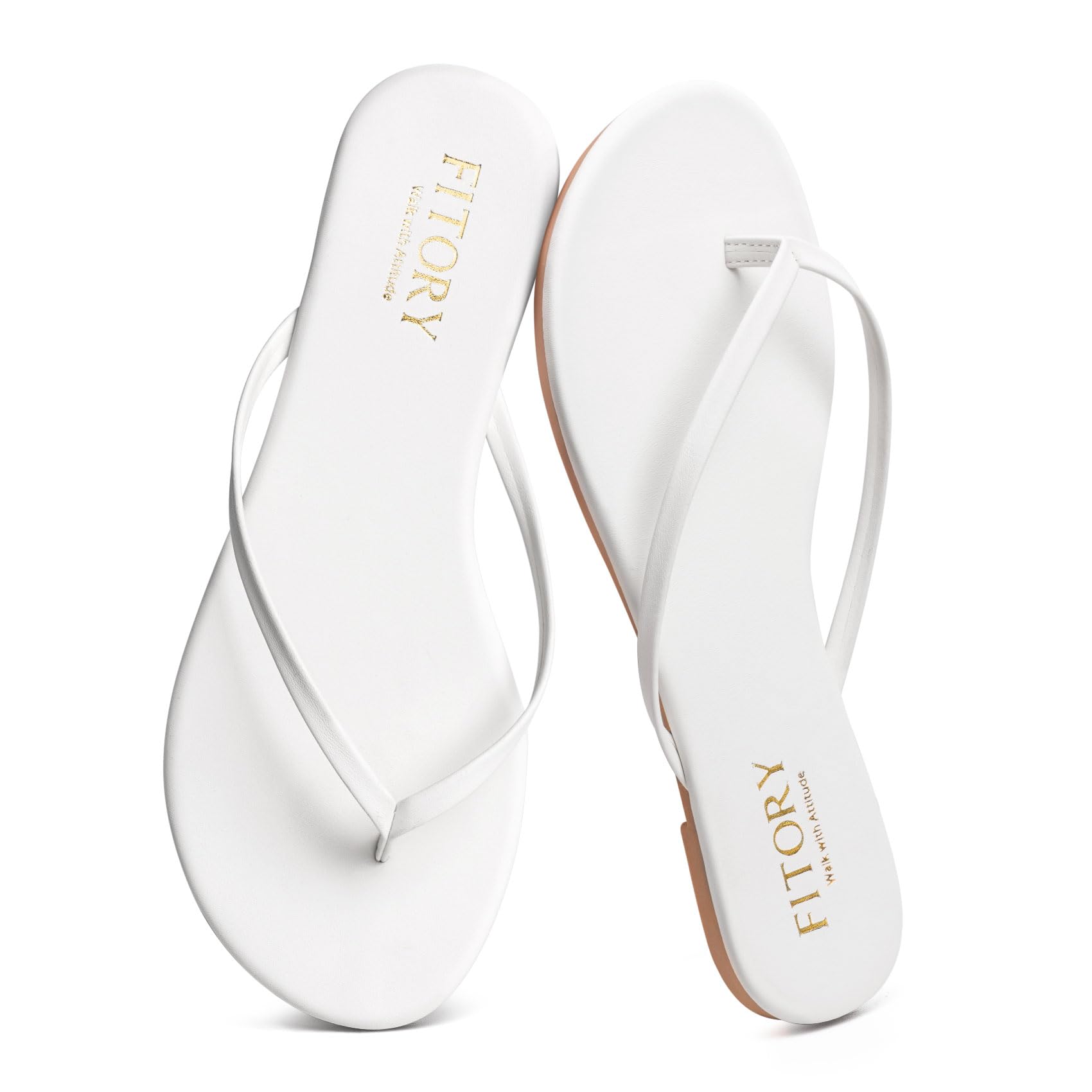 FITORY Womens Flip Flops Fashion Casual Thong Walking Slide Summer Sandals | Comfortable, Lightweight, Beach Flat Sandals, Dressy, Round toe, Vegan Leather, Open Toe
