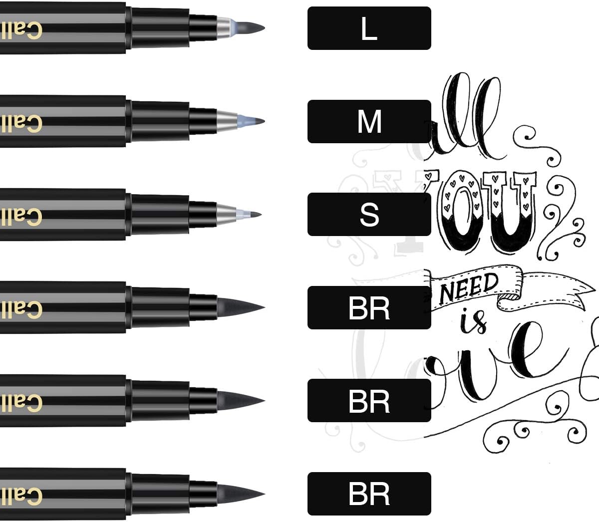 Caligraphy Pen kits for Beginners - 6 Pack Calligraphy Pens, Modern Caligraphy Brush Pens Set for Writing, Journaling, Drawing, Letter for Adults, Markers, Hand Lettering Pens, Back To School Supplies