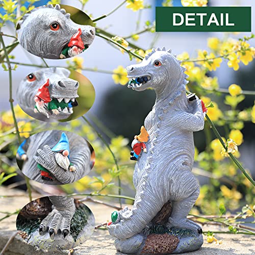 Showfeicat Big Dinosaur Eats Small Dwarf Outdoor Statues, Resin Garden Decoration, Indoor Outdoor Terrace Lawn Garden Decoration Gift （11 * 5.5 * 4.5 Inches） #TOP1