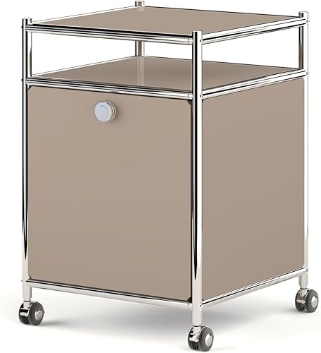 Miniatura 10 de Carrito de almacenamiento, gris mate, carrito de almacenamiento de metal versátil con puerta de solapa para el hogar, oficina, dormitorio, cocina,
