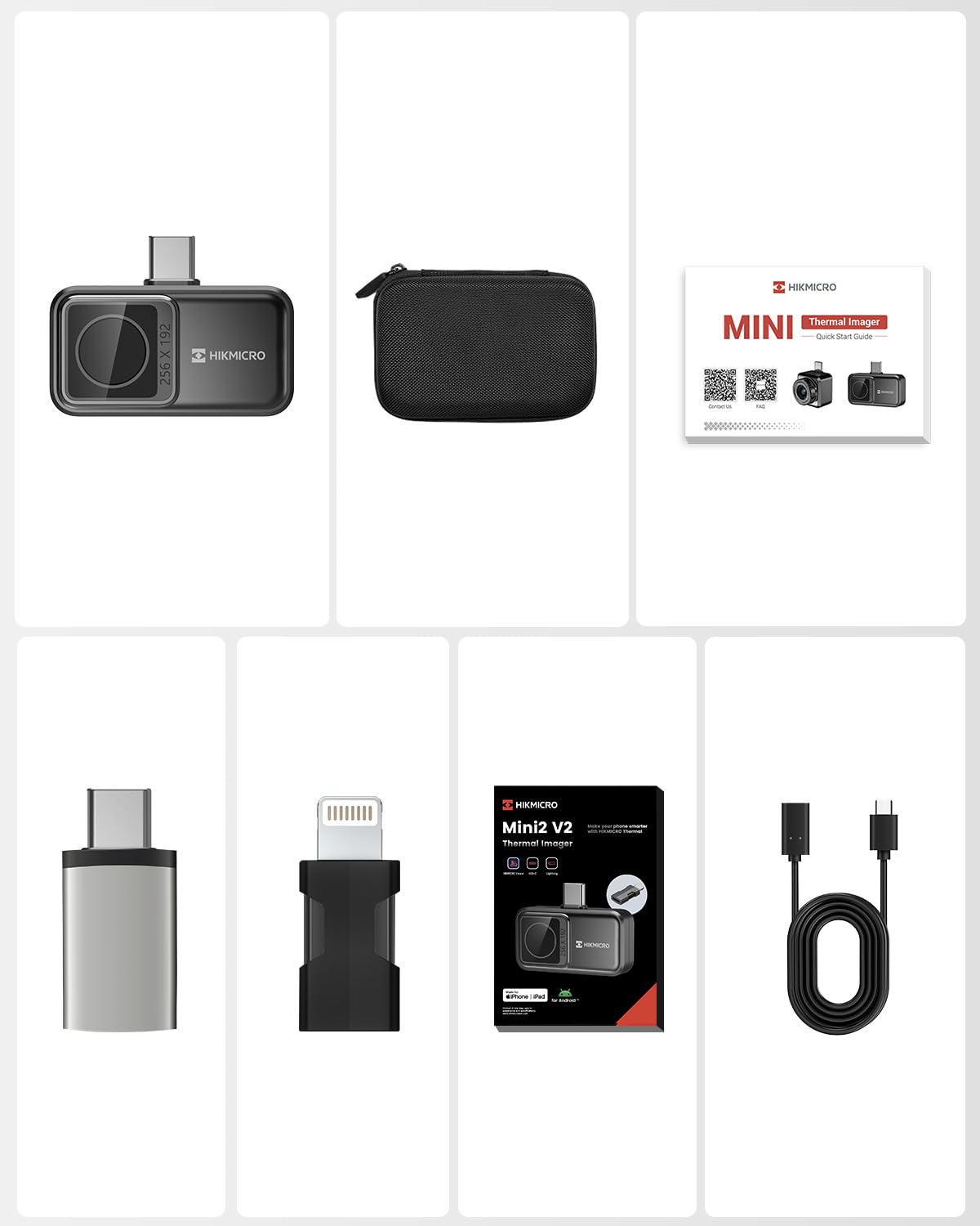 Wärmebildkamera HIKMICRO Mini2 V2 – iOS/Android, 256 x 192 IR-Auflösung, SuperIOR, 50° Weitwinkel, USB-C/Lightning (unterstützt iPhone 17)