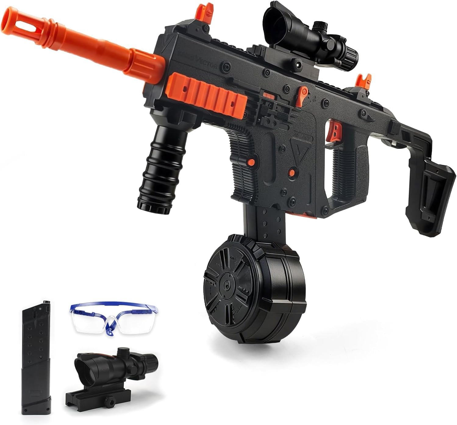 Electric Gel Ball Blaster with Sight Scope & Safety Glasses – Semi/Full Auto Splatter Blaster, 600 Rounds/Min High Speed, Up to 100FT Range for 14+ Years Old