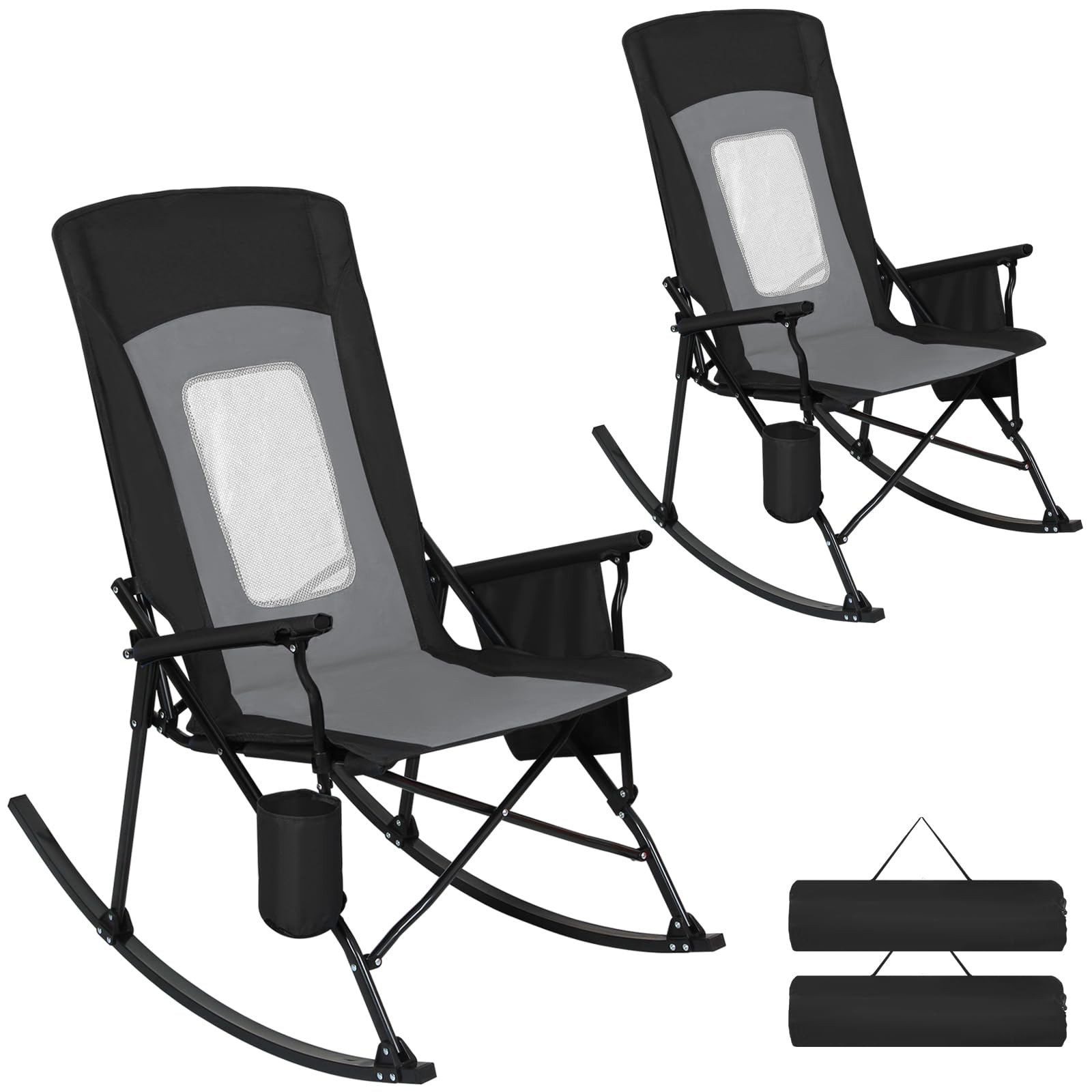 Amazon.com: Romswi 2 Pack Folding Rocking Camping Chairs for