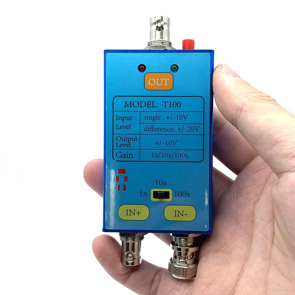 T100 1X/10X/100X Differentialsonde für Oszilloskop, 10M Bandbreite, Verstärkung schwacher Signale, USB-C wiederaufladbar, für Elektronikingenieure und Forschung und Entwicklung