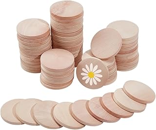 OLYCRAFT 50Pcs 1.4 Inch Unfinished Wooden Discs Small Wooden Circles Unfinished Small Blank Tokens Wood Discs Natural Timber Slices Round Wood Coins for DIY Crafts Christmas Decoration