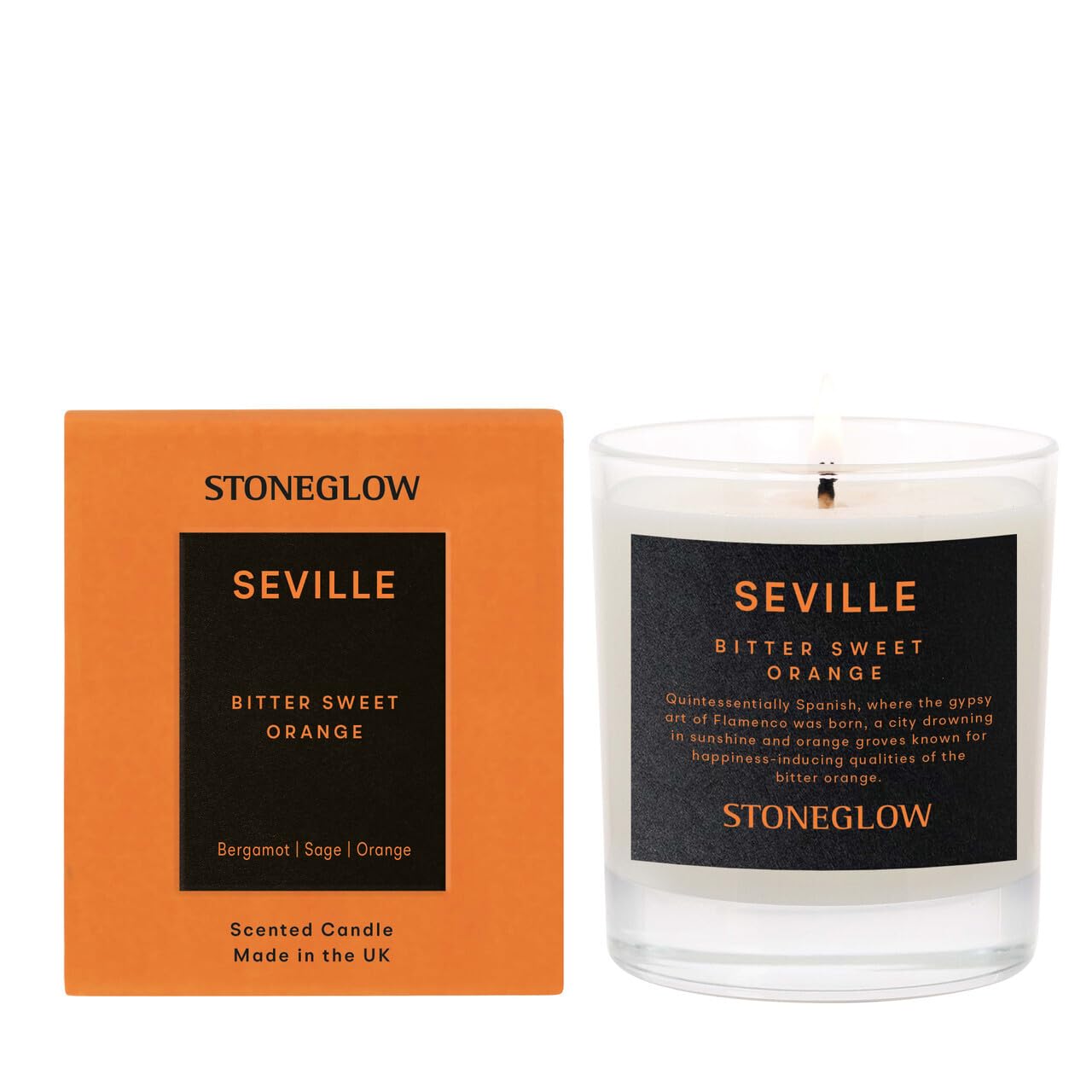 Stoneglow The Explorer Collection - Seville 200 Grams Scented Candle - Bergamot, Sage, Orange - Orange