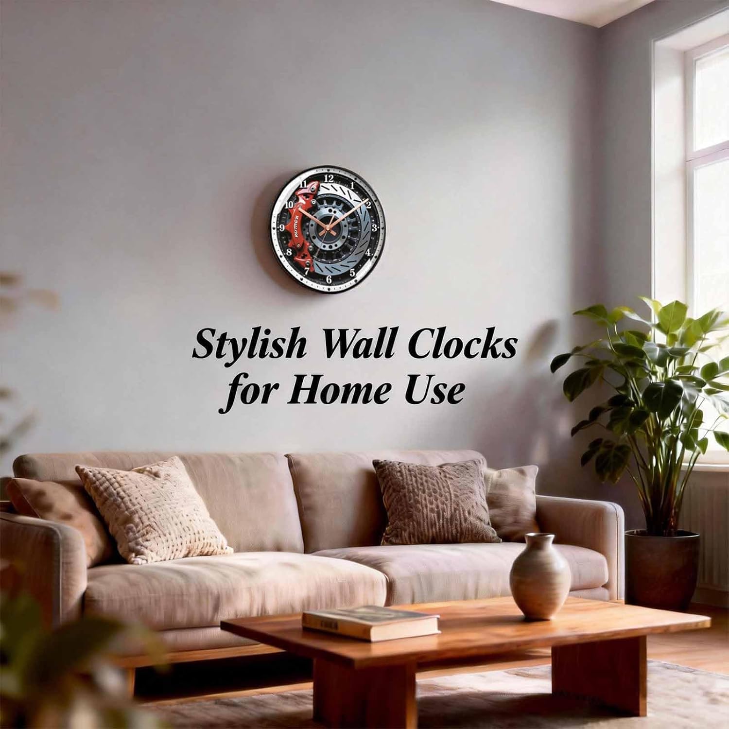 12-Inch Car Wheel Hub Wall Clock – Silent Battery Operated | Ultra-Realistic Graphic Design | 2D Flat Dial with HD Glass Lens | Perfect Decor for Living Room, Bedroom, Man Cave & Garage