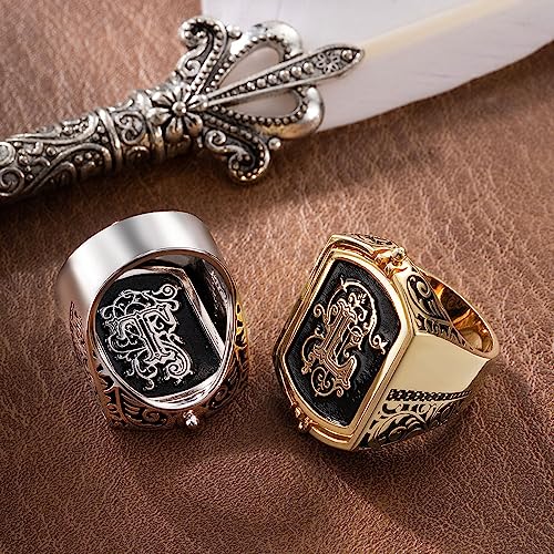 NICEDREAM Double Initial Flip Ring - Custom Monogram Signet Ring for Him - Father's Day Gift3
