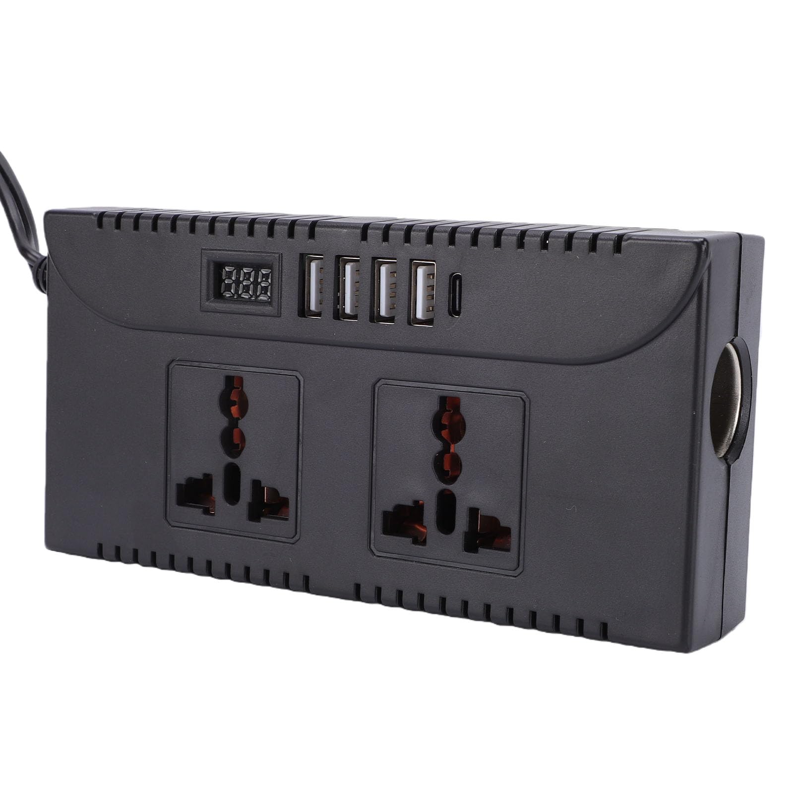 Inwerter samochodowy 300 W, przenośny adapter wtyczki samochodowej, konwerter gniazd z 4 portami USB i typu C, do samochodów, podróży, laptopów, telefonów