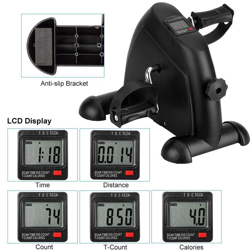 Mini Exercise Bike Mini Bicycle Static Pedals Exercise Apparatus, Static Pedals Mini Bicycle Workout with LCD Monitor for Leg and arm Rehabilitation : Sports & Outdoors