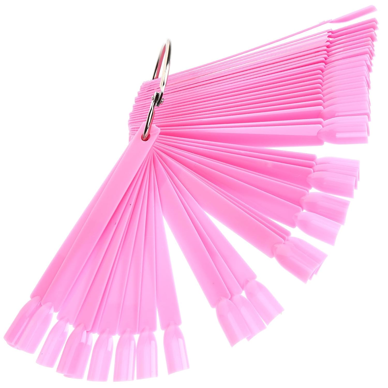 150pcs Pink Nail Display Sticks with Ring, Abs Material Fan-shaped Nail Color Cards for Easy Polish Practice Chart, for Home and Professional Use