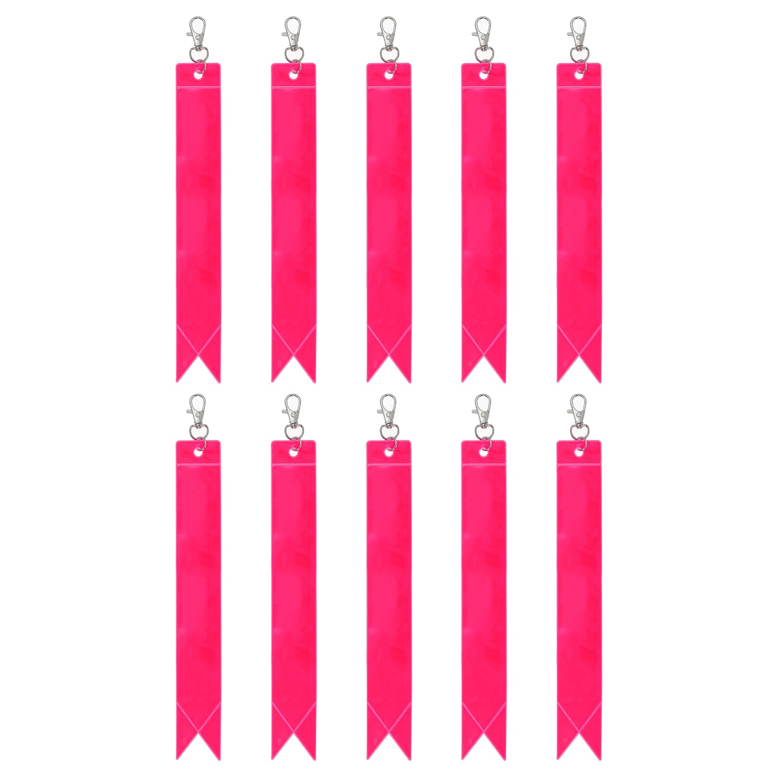 YELARXI Safety Reflector, Reflective Tags Pendant Safety Keychain Gear with Clip 8.7" & Pink & 10Pcs - Fitting For(Keychain/Purses/Backpack/Wheelchairs Cycling/Running/Walking)