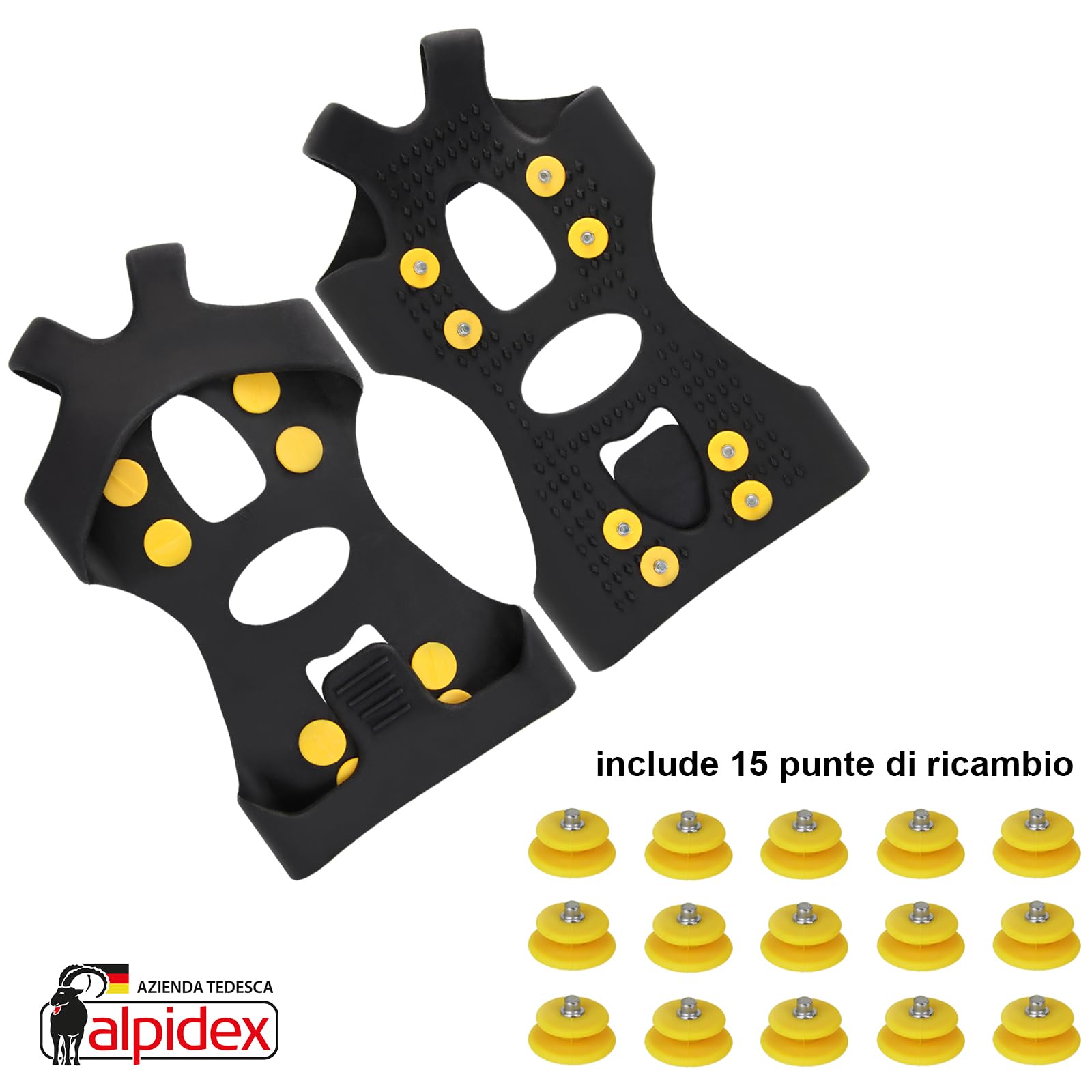 ALPIDEX Ramponi Ghiaccio Spikes Sostituzione Ghiaccio Artigli Scarpa Neve Ice Grips Ramponi Antiscivolo Missure 35-47