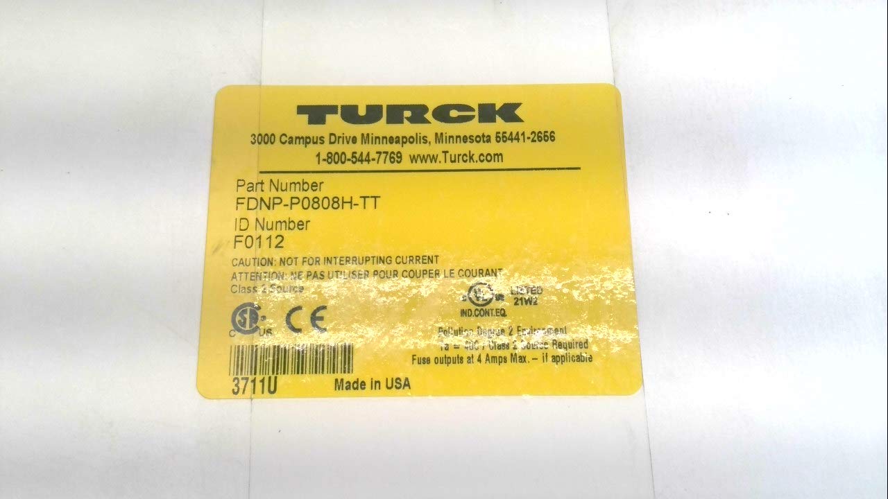TURCK FDNP-P0808H-TT (F0112), 2 AMP, 24 VDC, 8 Digital OUTPUTS, 8 Digital PNP Input, DEVICENET Station, I/O Module, IP67 Protection, PNP