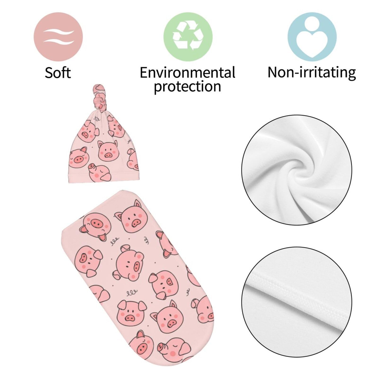 Adorable Pig Swaddle Blanket For Newborns 0-6 Months - Adjustable Sleep Sack With Matching Hat