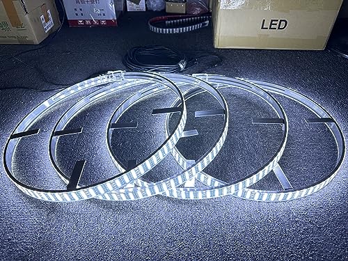 SDO Quad Row 17.5\" Pure White Rim Lights Breathe/Flashing LED Illuminated Wheel Ring Light Switch & Remote Ctrl Wheel Well Light Tire Light for Car Truck Vehical (17.5\'\') - Thumbnail 4