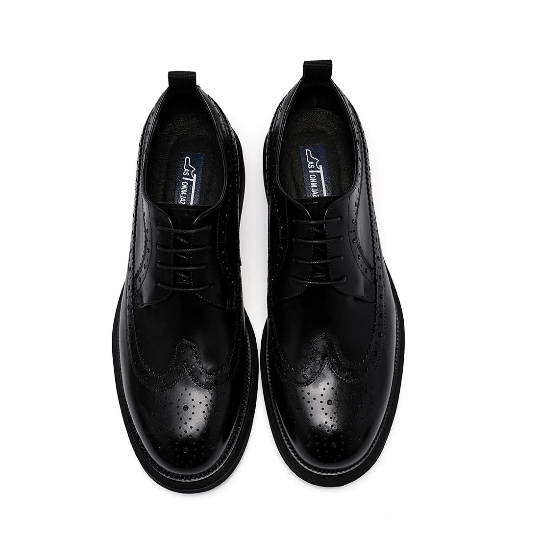 Brogues Cómodos de Suela Gruesa para Hombre Oxfords de Vestir Casuales Negocios Zapatos con Cordones Retro en Cuero