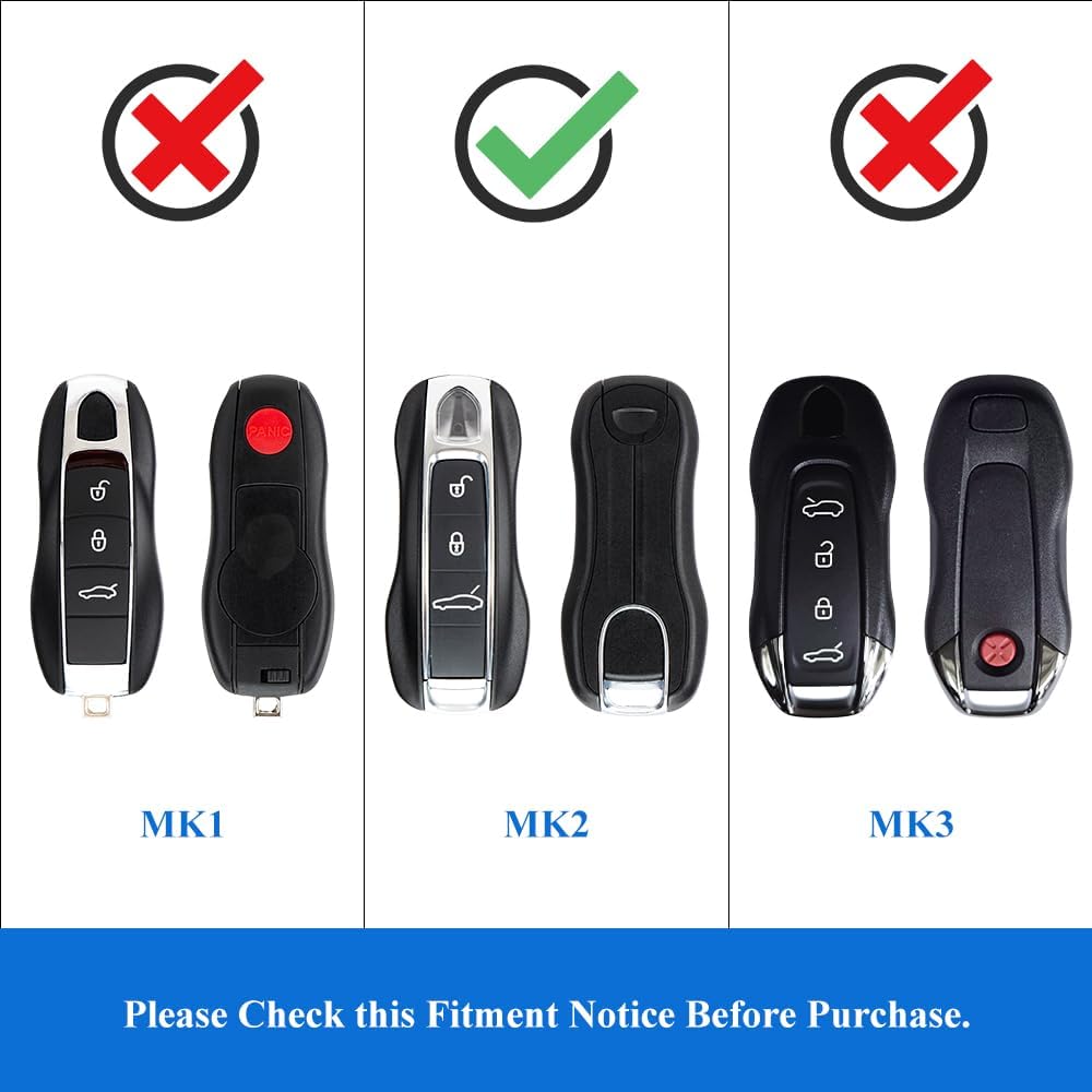 Cherry Red Key Fob Cover Compatible with Porsche Key Shell, 3-Piece Painted ABS Replacement Key Case (MK2)