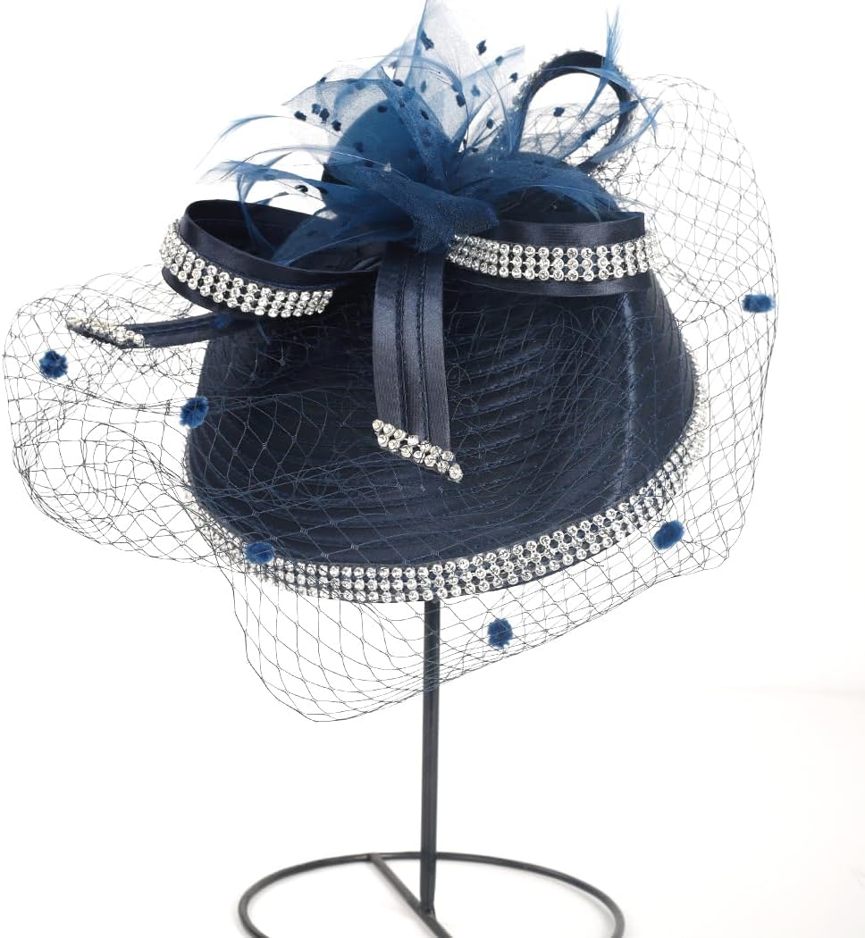 Fascinators Hat for Ladies Church Derby Dress Wedding Hats Veil Feather Cocktail Headband
