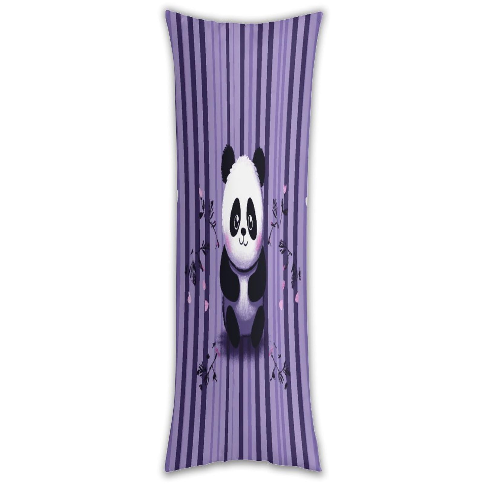 Purple Striped Panda Pillow Cases Breathable Vertical Long Pillowcase Body Pillowcase with Hidden Zipper Closure Soft and Cozy Pillow Cover 20x54 Inches for Bedroom Couch