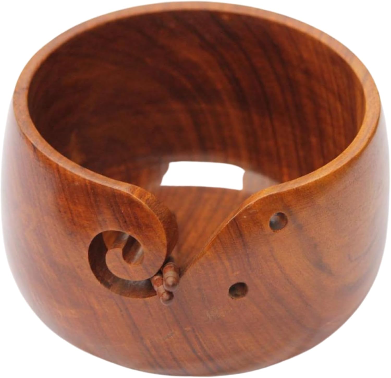 HAGESTAD Wooden Yarn Bowl with Lid, Extra Large, 7"x4", Handmade from Rosewood, Perfect for Crocheting or Knitting
