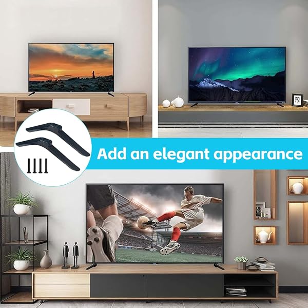 Piedistallo Universali per Supporto TV da Tavolo, base TV, per TVs da 30 a 55 LCD Pollici Support TVs in Plastica, Antiscivolo, Installazione Semplice, Supporto da Tavolo con Viti, Nero - 5