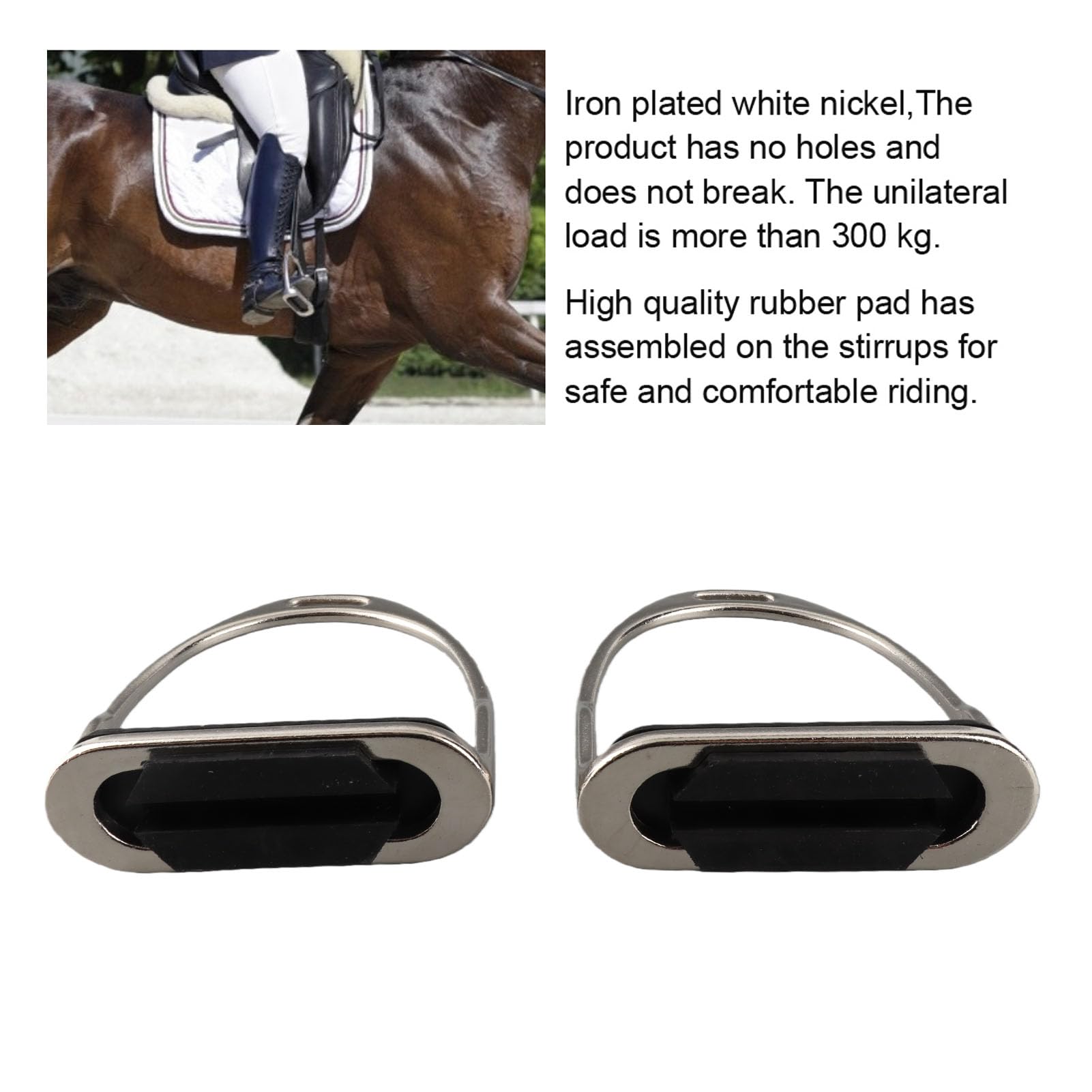Cocoarm Riding Staffe per Cavallo in Ferro Equestre con Tappetino a Cavallo in Gomma Nera, Costante e Comoda Guida per Ottimo Strumento