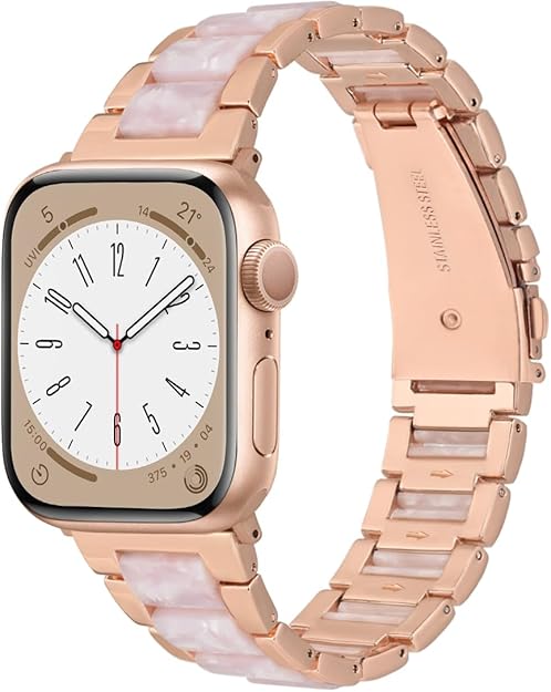 CRIS-BAND Compatible with Resin Apple Watch Bands Series 7/8/9/10/11 46mm 45mm 44mm 42mm for Women,Fancy Strap for iWatch Ultra 3/2 49mm Series 6/5/4/3/2/1/SE3 Slim Light Bracelet Wristband