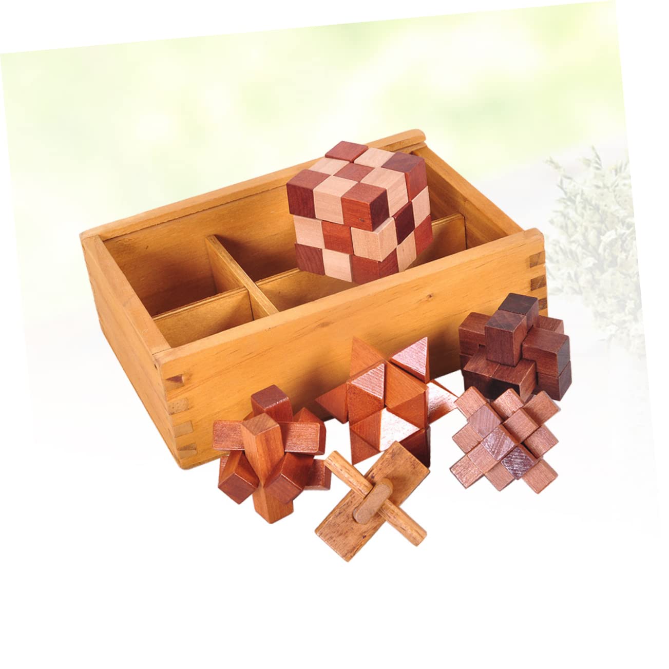 6piezas Puzzle De Madera para Niño Niña Enclavamiento Ming Luban Estimula La Imaginación Coordinación Juguete Educativo para Desarrollar Habilidades Cognitivas