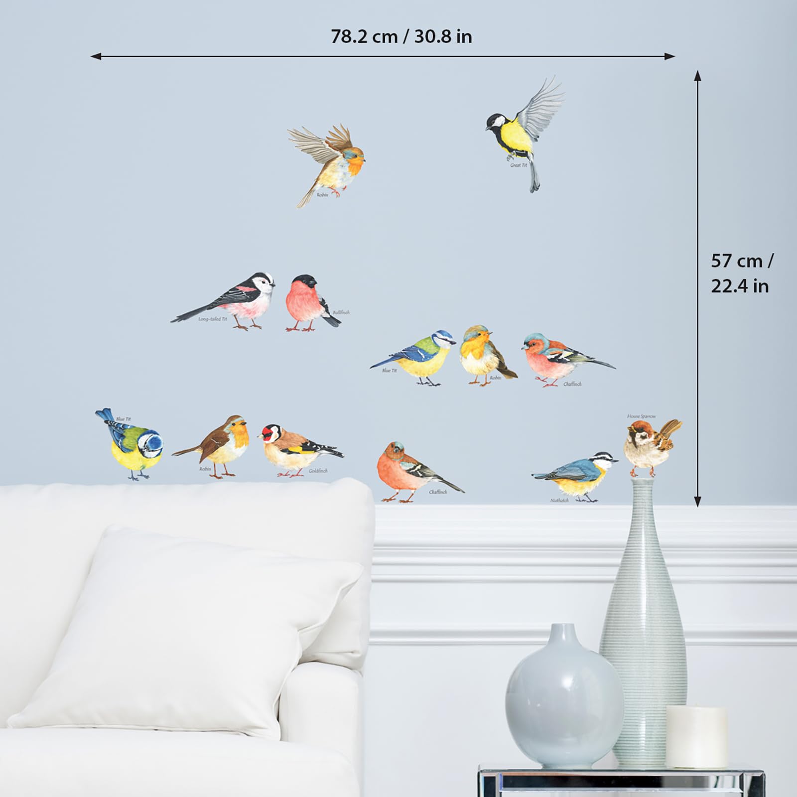 DECOWALL DS2-8038 Little Birds Wall Art Stickers Colourful Flying British Birds Wall Decals Removable Garden Decorations Poster Bedroom Kitchen Living Room (Small)