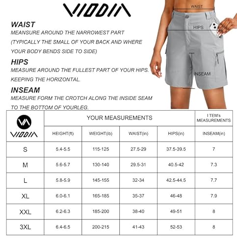 Viodia Women's 7" Hiking Cargo Shorts With Pockets Quick Dry Lightweight Shorts For Women Golf Casual Summer Shorts Grey Blue #TOP5