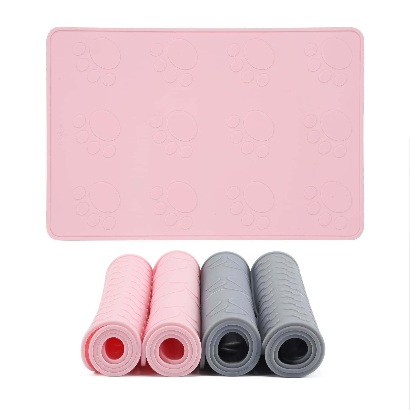 HSRubber22 Dog Food Mat -Silicone Waterproof Dog Cat Pet Feeding Mats, Avoid Water Or Food Spilling Out，Dog Cat Bowl Mat with Raised Edge，Easy Clean［17.5 "X11.5］