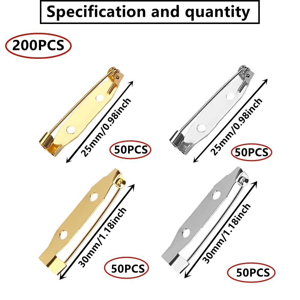 SOFPLATE 1 Doos 120Stuks Veiligheidsgespen Broekje Bar Pin-ruggen Vergrendelende 20mm Goud Metalen Ijzeren Pin Badge-ruggen met Gaten Bar Pins Bevindingen voor Sieraden Maken Corsage Naambalkjes