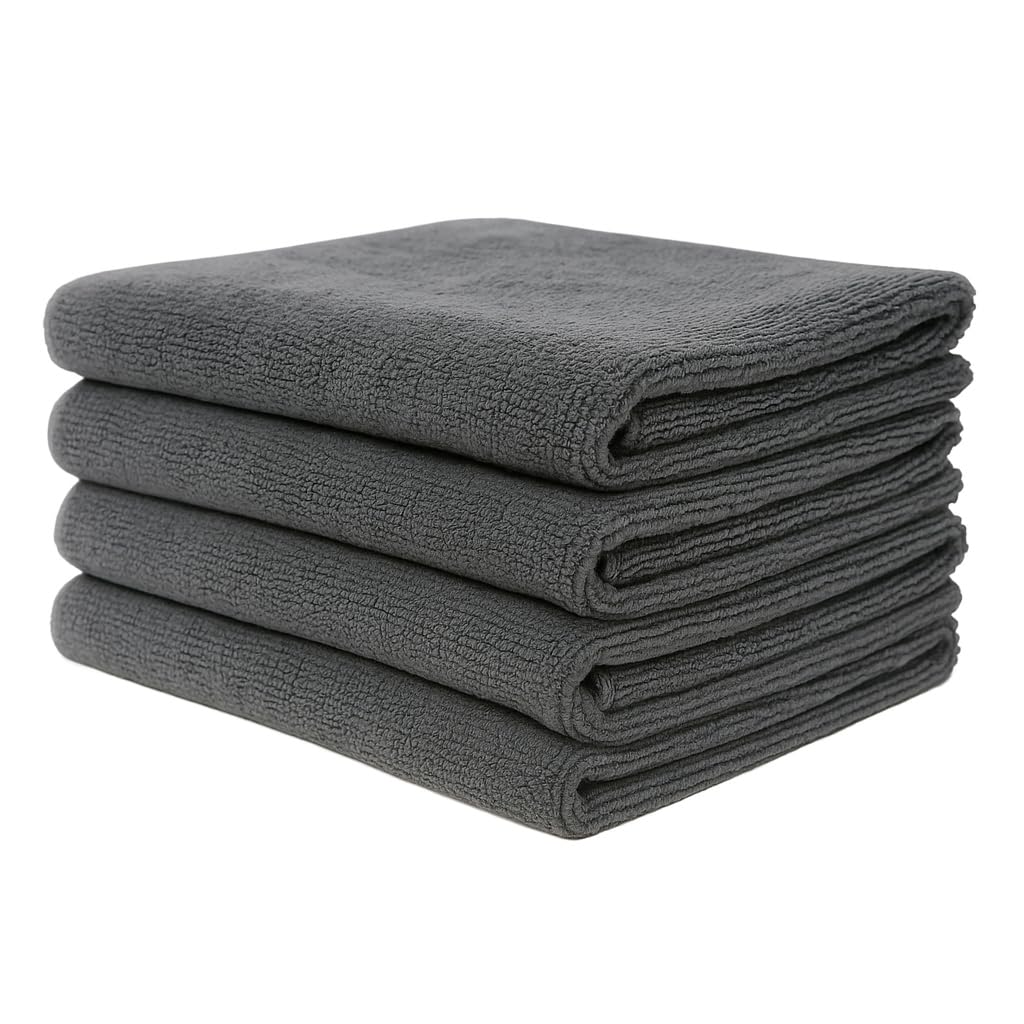 Microfiber Cloth - 4 pcs - 40x40 cms - 340 GSM Grey! Thick Lint & Streak-Free Multipurpose Cloths - Automotive Microfibre Towels for Car Bike Cleaning Polishing Washing & Detailing.-image-18